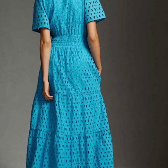 LAST ONE NWT Anthropologie Somerset Maxi Dress Eyelet Edition BLUE LARGE PETITE - Picture 2 of 10